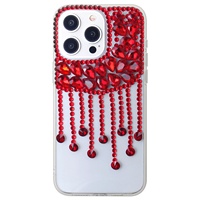 Étui de téléphone portable de luxe haut de gamme avec design entièrement serti de diamants, en TPU+PC+verre, avec anneau magnétique, antichoc, décoration scintillante
