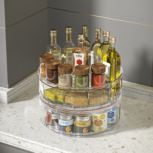 Estante de especias giratorio de doble capa, caja de almacenamiento de condimentos multifuncional, suministros de cocina, contenedor de almacenamiento de alimentos - Product Image 1