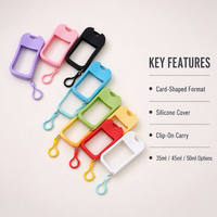 Housse de protection portable en silicone pour flacon pulvérisateur format carte de crédit, support antidérapant pour flacon pulvérisateur avec porte-clés
