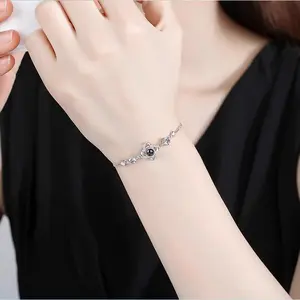Bracelet OEM argent Sterling cuivre meilleur ami emballage personnalisé image Projection Couple Bracelet cheville Bracelets pour femmes