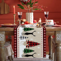 Chemin de table en lin de Noël vintage de luxe 33*230cm, décoration de table pour la maison et l'hôtel