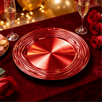 Assiettes de présentation dorées Woju en plastique électroplaqué avec texture ondulée pour la décoration de table de fête et la mise en scène de réception