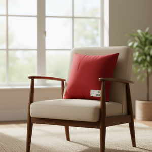 Cojín Lumbar de Tela Oxford Rojo Cuadrado, 15.7x15.7x2.8 Pulgadas, Cojín Lavable para Silla, Textil para el Hogar - Product Image 2