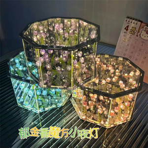 Película termorretráctil Material DIY flor Artificial tulipán luz de noche decoración del hogar regalo para Gitlfriend lámpara de noche de tulipán hecha a mano - Product Image 1