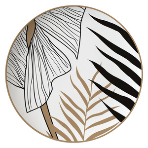 <span class=keywords><strong>Service</strong></span> de table en porcelaine fine avec motif feuilles vertes – Vaisselle en céramique pour la maison – Vente en gros - Product Image 3