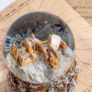 Custom 3D Building Snow Globe Send Photo Handmade Resin Castle Landmark <strong>Glass</strong> Water Globe 10cm for Brand VIP Christmas Gift - Product Image 4