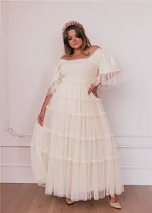 Sommer mode Stilvolle Hochzeit Erwachsene Frauen Tiered Layered Gaze Tüll Brautjungfer kleider Ballkleid