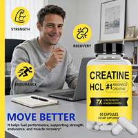 Capsules de créatine HCL en marque privée 750 mg, 60 capsules, complément alimentaire végétarien OEM ODM
