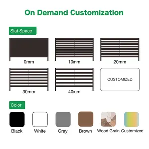 Panneaux de clôture noirs décoratifs pour jardin, sécurité moderne, pour l'extérieur, écran à lamelles en métal, clôture horizontale en aluminium avec portail