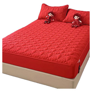 Protège-matelas matelassé rouge 100% coton respirant, drap-housse pour toutes les saisons, protection de lit adulte - Product Image 3