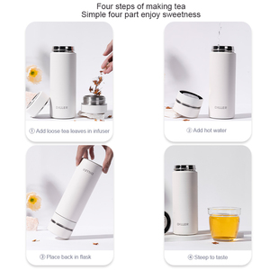 Logo personalizzato smerigliato a prova di picco 304 infusore per tè sottovuoto SUS 316 filtro per tè in acciaio inossidabile bottiglie per bevande d'acqua - Product Image 6