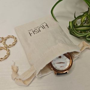 Bulk Order Custom <b>Drawstring</b> Tote Bags 100% Cotton Material OEM Printing for Brand Merchandise Watch <b>Bracelet</b> Earring Dust Bag - Product Image 1