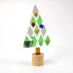 Artisan Fused Glass Xmas <b>Tree</b> Ornament Handmade Festive Holiday Wall & <b>Tabletop</b> Decor Piece - Product Image 4