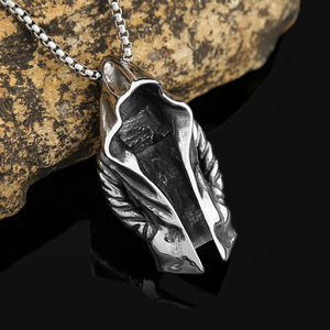 yunnique Cloak Shape Stainless Steel Pendant Necklace Men's Fashion Jewelry Retro Design 3x60cm <b>Chain</b> Single Pendant QYN0178 - Product Image 2