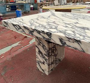 Bàn Ăn Đá Cẩm Thạch Tự Nhiên Hình Chữ Nhật Sang Trọng Bàn Ăn Đá Cẩm Thạch Calacatta Viola - Product Image 5