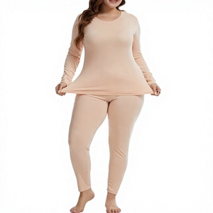 Intimo Termico Personalizzato OEM per <span class=keywords><strong>Donna</strong></span>, Set 2 Pezzi (<span class=keywords><strong>Maglia</strong></span> e Pantaloni) in Tessuto CVC, Vendita all'Ingrosso - Product Image 2