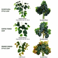 Rangkaian Daun Schefflera Buatan Warna Kopi dan Oranye Gaya Ginkgo untuk Dekorasi Rumah, Pernikahan, dan Taman