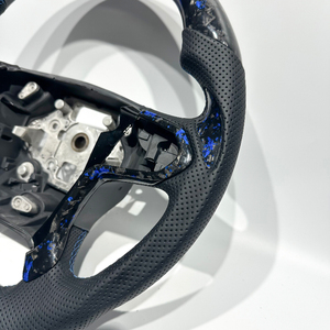 Volant en fibre de carbone forgée bleue avec cuir perforé, amélioration sportive compatible avec <span class=keywords><strong>Chevrolet</strong></span> Silverado 2005-2023 - Product Image 2