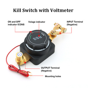 Interrupteur universel de coupure de batterie à colonne supérieure avec voltmètre pour pôles positifs et négatifs, pour applications marines, VR, voitures et camions - Product Image 6