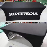 Nappe de table en polyester imperméable et extensible avec logo imprimé par sublimation personnalisée pour salon professionnel