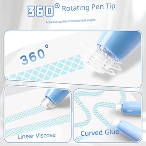 Ruban adhésif double face rétractable en forme de stylo à bouton-poussoir, couleur dégradée macaron, rechargeable, pour étudiants, bureau, art, vente en gros - Product Image 4