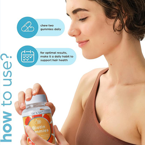 Gommes de croissance de cheveux à la biotine bien conçues Supplément Collagène Énergie Soutien Végétarien Gummy Biotine - Product Image 5