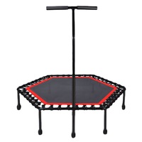 Trampolín de Fitness PINJIAN, Rebounder Interior y Exterior, Mini Trampolín Hexagonal de 45 Pulgadas con Mango Ajustable