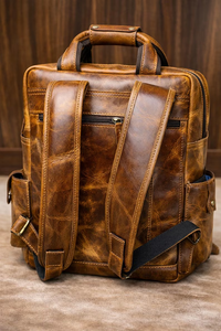 Sac à dos en cuir véritable pour hommes, qualité supérieure, durable, design élégant, compartiments spacieux, bretelles confortables - Product Image 2