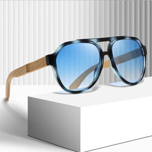 Nuevas Gafas de Sol de Bambú con Doble Barra y Montura Grande Estilo Cross Border, Unisex, Protección UV400, Montura Negra de PC, Clase 2 - Product Image 3