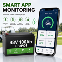 Водонепроницаемая аккумуляторная батарея LiFePO4 IP67 48В 100Ач для гольф-каров с интеллектуальной Bluetooth BMS системой, замена для Club Car, EZGO, Yamaha