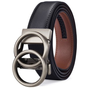 <span class=keywords><strong>Ceinture</strong></span> en cuir véritable pour femmes Double anneaux or pour boucle automatique à cliquet LOGO personnalisé formel confortable couture - Product Image 4