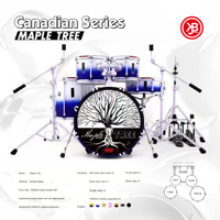 Batterie Beatello Maple Tree 522, qualité professionnelle, 5 pièces, instrument de musique pour adultes, kit de batterie jazz, comprend une cymbale
