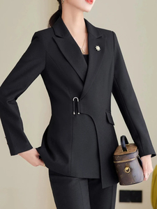 Tendance NOUVEAU Manteau de costume d'affaires bleu foncé Pantalon pour femme Ensemble deux pièces <span class=keywords><strong>Blaze</strong></span> pour femme - Product Image 2