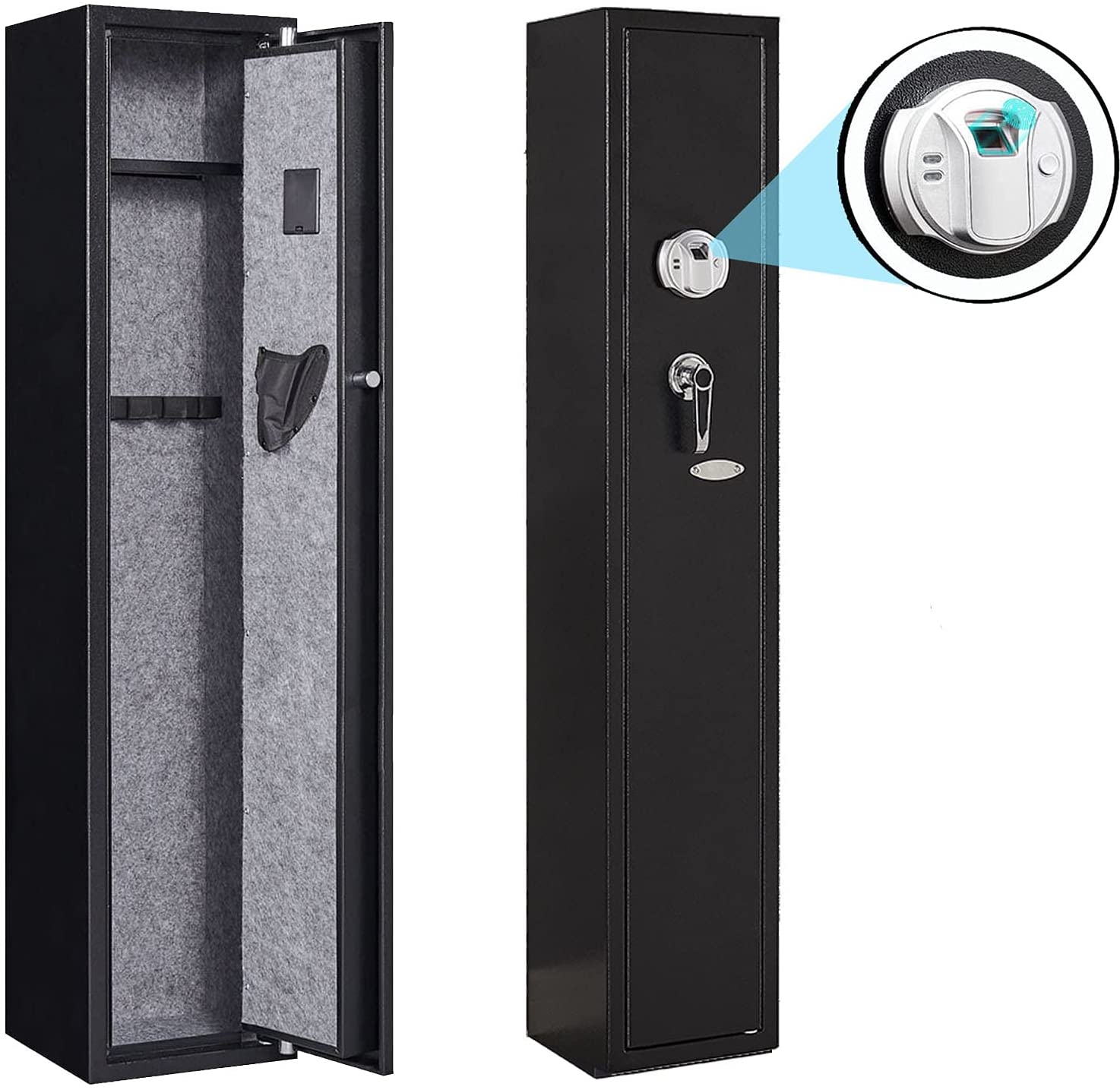 Kaer Biometric Fingerprint Gun Safe Box Electronic Firearm Storage Steel Security Gun Cabinet For Rifle Safe Capacity