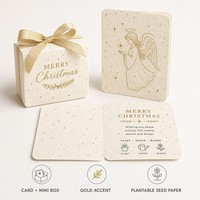 Coffret Cadeau Mini Cartes de Noël avec Cartes de Vœux Plantables en Papier Gravé de Graines, Encre Or Clair, Cartes Écologiques Plantables – Vente en Gros
