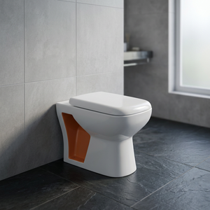 Ensemble WC en céramique rétro blanc et vert bicolore, à poser au sol, avec chasse d'eau par lavage - Product Image 5
