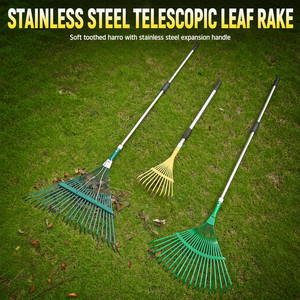 Râteau à feuilles télescopique en acier inoxydable, râteau à gazon flexible à dents souples pour ramasser les feuilles et les débris <span class=keywords><strong>de</strong></span> pelouse - Product Image 5