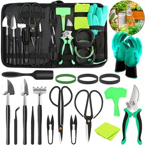 Conjunto de tesoura e ferramentas para bonsai, conjunto de 24 peças, ferramentas manuais para jardim, plantas, suculentas, árvore