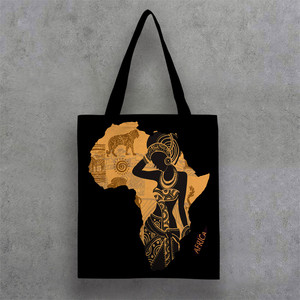 Thiết kế mới nhất phong cách Châu Phi bán buôn phim hoạt hình mô hình bản đồ vải Tote Túi Túi - Product Image 3