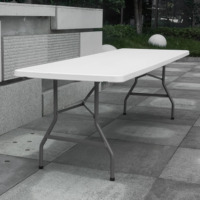 Table Rectangulaire Pliante en Plastique Blanc Portable HDPE 6 Pieds, Commerciale, pour Fêtes en Plein Air, Camping, Événements, Location, Traiteur