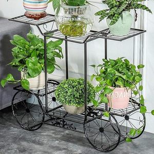 Support pour plante en fil métallique moderne à 6 niveaux abordable avec 4 roues design étagère pour pot de fleurs pour jardin à bas prix - Product Image 3