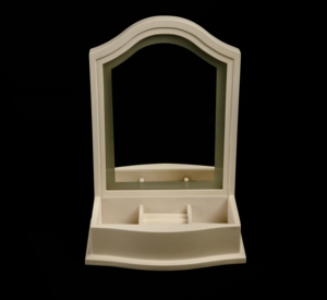 HA CONDOTTO LA luce di Legno piccolo spogliatoio contenitore di monili con Specchio da tavolo Per Le Donne Delle Ragazze Anello del braccialetto Della Collana di colore Avorio Matt finitura - Product Image 2
