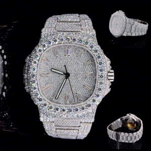 Reloj de Acero Inoxidable Personalizado con Cristal de Moissanita, Estilo Iced Out, para Hombre y Mujer, Resistente al Agua 10 Bar, Lujo, Hip Hop - Product Image 1
