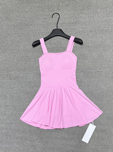 Abito Estivo da Yoga per Donna con Spalline Sottili, Vita Alta e Gonna Plissettata, Traspirante per Fitness e Allenamento, Blu/Rosa/Marrone/Blu Scuro/Grigio - Product Image 2
