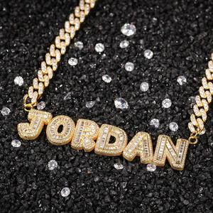 UWIN Custom Baguette Lettera Nomi 9 millimetri <span class=keywords><strong>Rosa</strong></span> Cuban Link Catena <span class=keywords><strong>Della</strong></span> Collana Delle Donne Gioielli FAI DA TE - Product Image 5