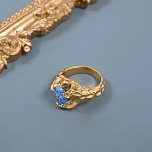 Vente en gros de bagues en diamant bleu marine simples et à la mode bagues de bijoux de mode pour mariage