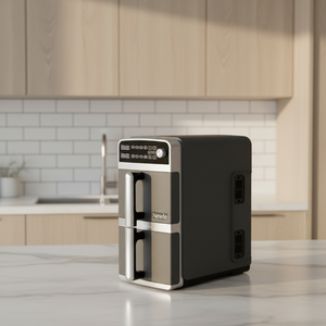 Friteuse à air double compartiment 10L (5L+5L) avec contrôle numérique tactile, température 40-200°C, 2400W, sans huile, fonction mémoire de coupure automatique, certifiée GS CE - Product Image 2