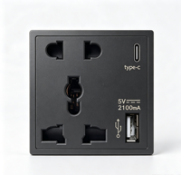 Prise universelle EU/UK/AU avec prise de courant de taille 86, 5 prises, ports de charge USB-C/USB-A, utilisation à l'hôpital, à domicile, en entreprise