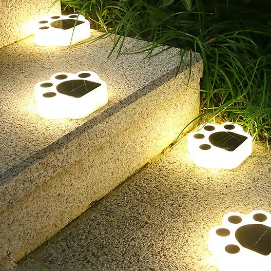 LED güneş enerjili bahçe ışığı açık su geçirmez bahçe dekorasyon köpek kedi hayvan Paw Print ışıkları yol çim lambası dize yolları ışık