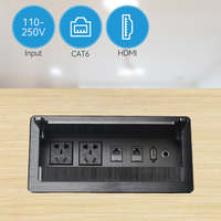 Prise de courant de bureau noire, norme chinoise, 2 ports RJ45 réseau, microphone, module d'alimentation pour table de conférence de bureau